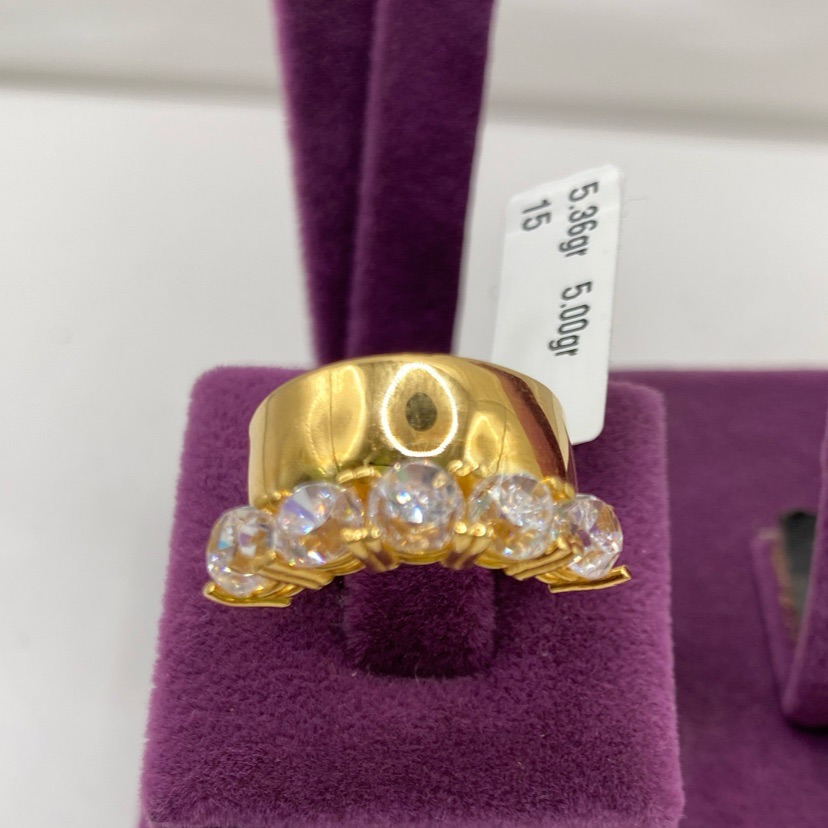 22 Ayar Altın Yüzük beş taş 5.36gr 15 - Y01160