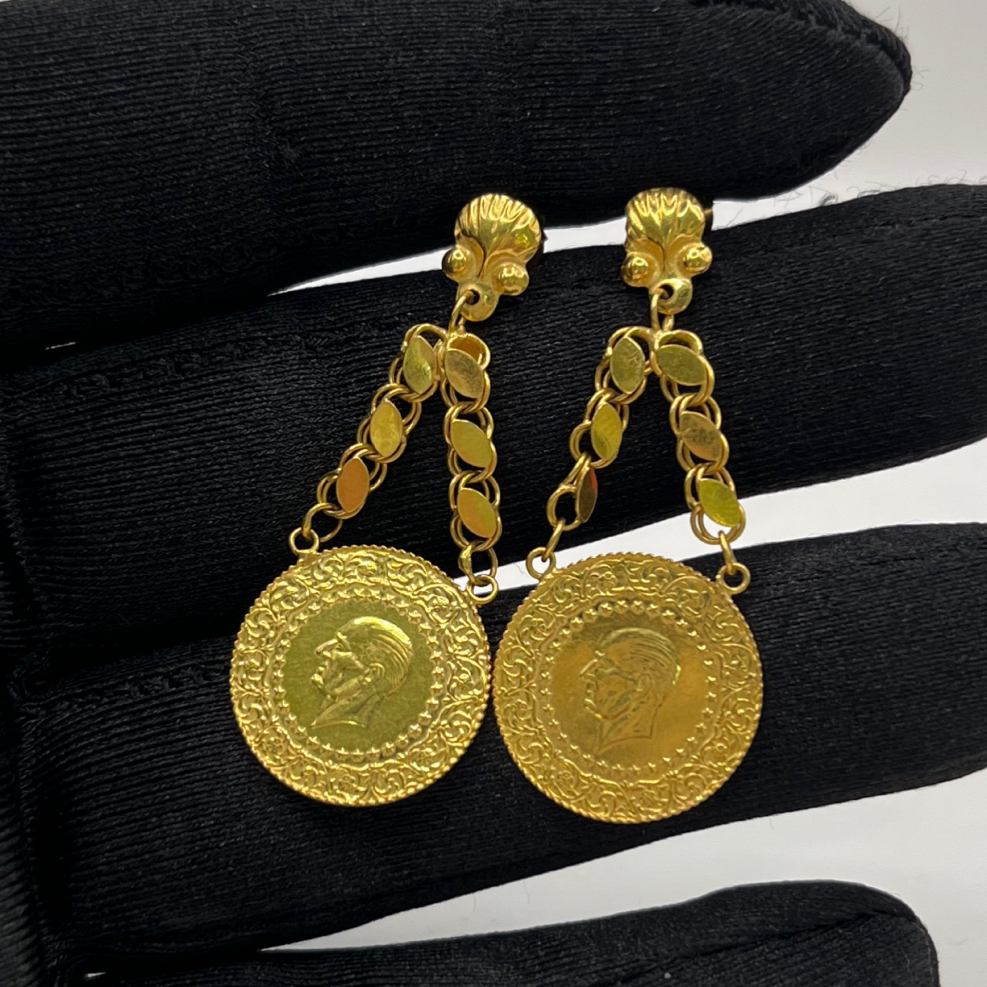 22 Ayar Altın Küpe Çeyrekli Sıralı 5.73gr - K01137 - Fotoğraf 4