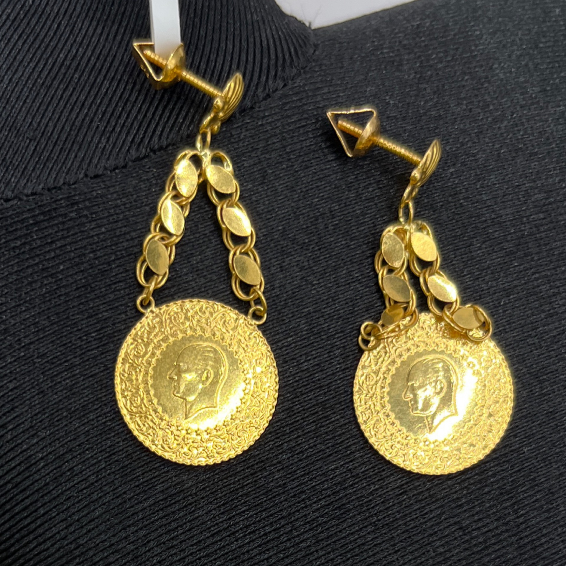 22 Ayar Altın Küpe Çeyrekli Küpe 6.17gr - K01151 - Fotoğraf 1