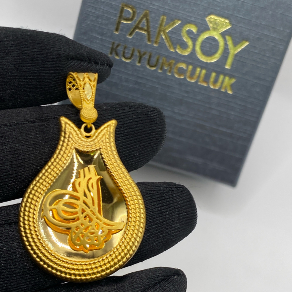 22 Ayar Altın Kolye Ucu Tuğralı 4.75gr - Z00147 - Fotoğraf 4