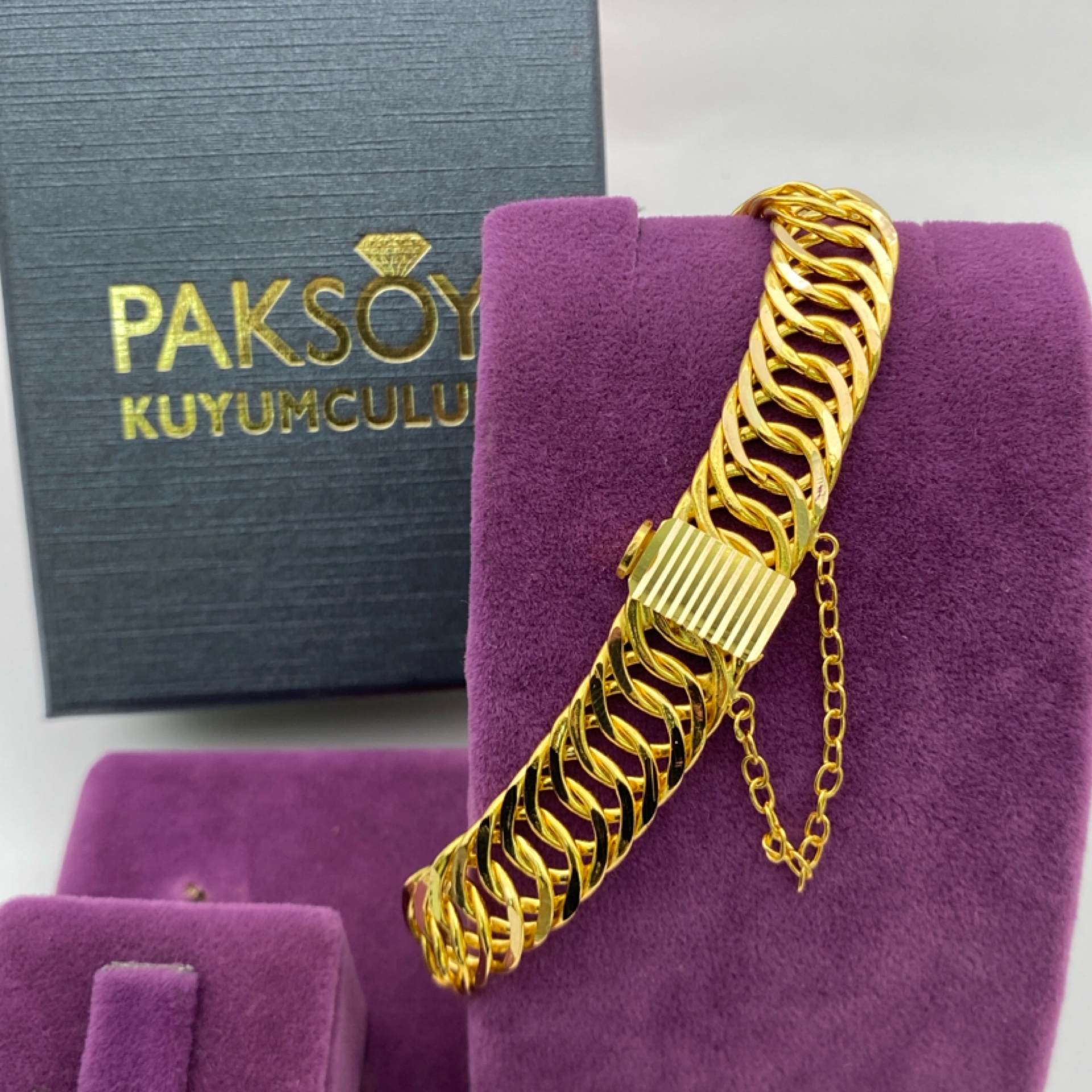 22 Ayar Altın Bileklik Kalemli Kartiyel 26.02gr - F00128 - Fotoğraf 1