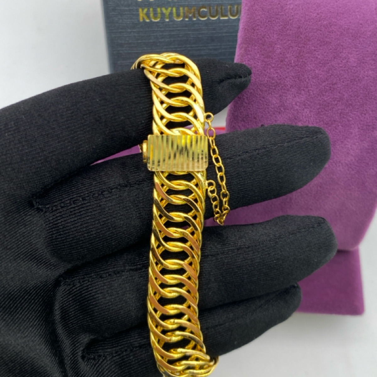 22 Ayar Altın Bileklik Kalemli Kartiyel 31.13gr - F00129 - Fotoğraf 4