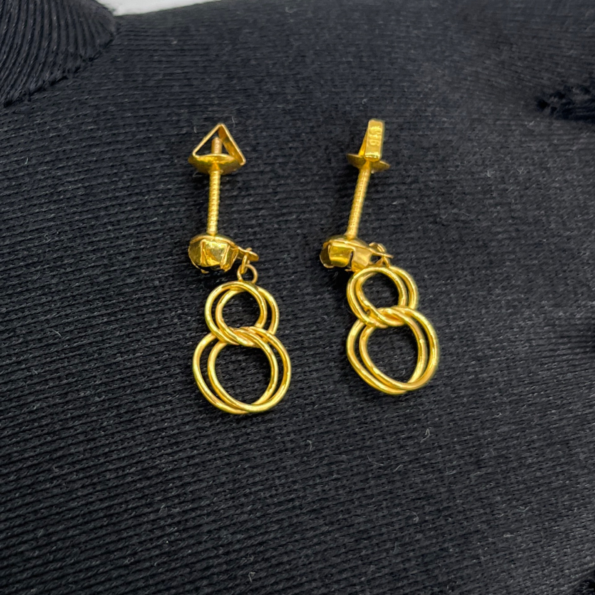 Samanyolu Vidalı Altın Çocuk Küpesi 22 Ayar 1.60gr - K01168 - Fotoğraf 4