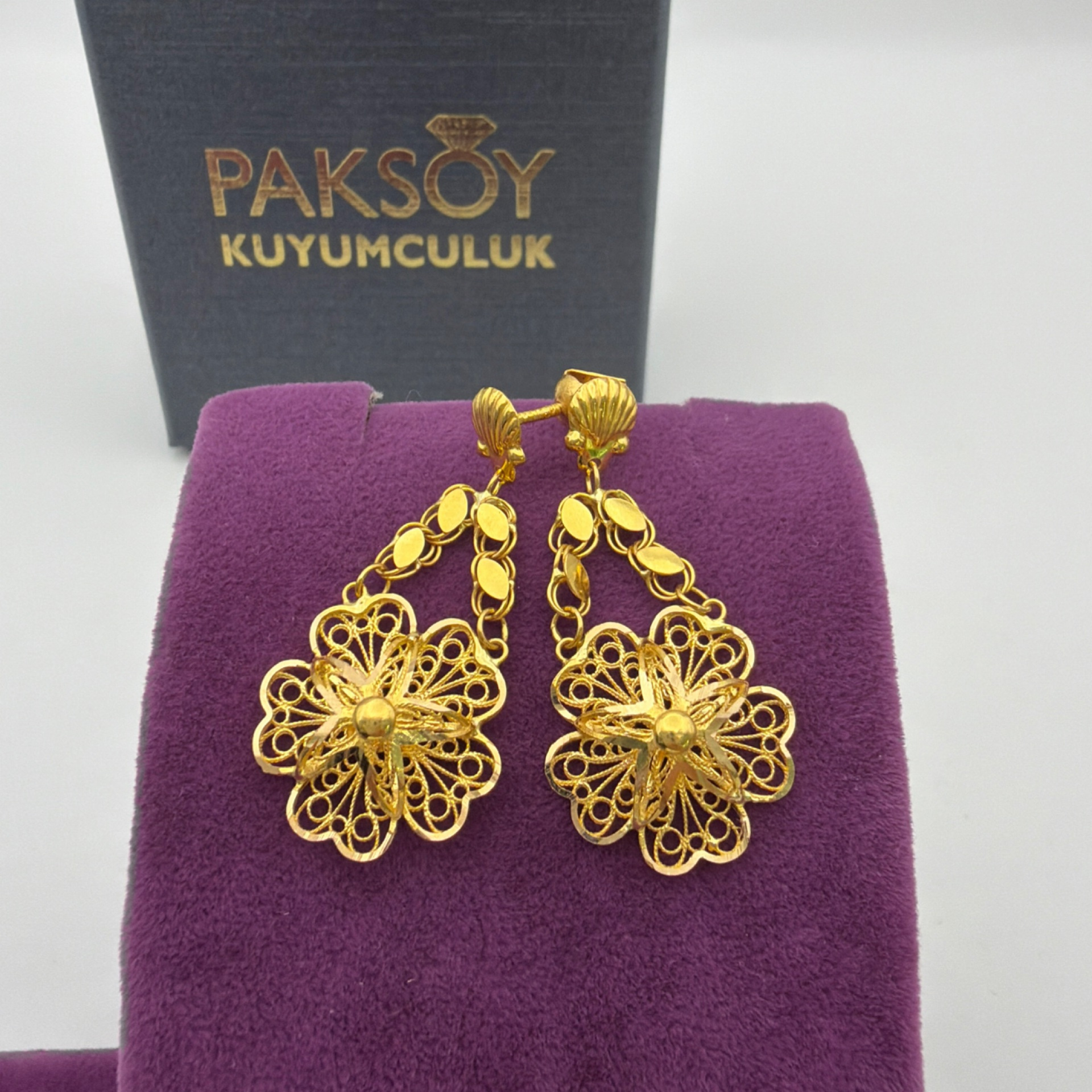 Gül Küpe Sallantılı 22 Ayar 5.58gr - K01176 - Fotoğraf 1