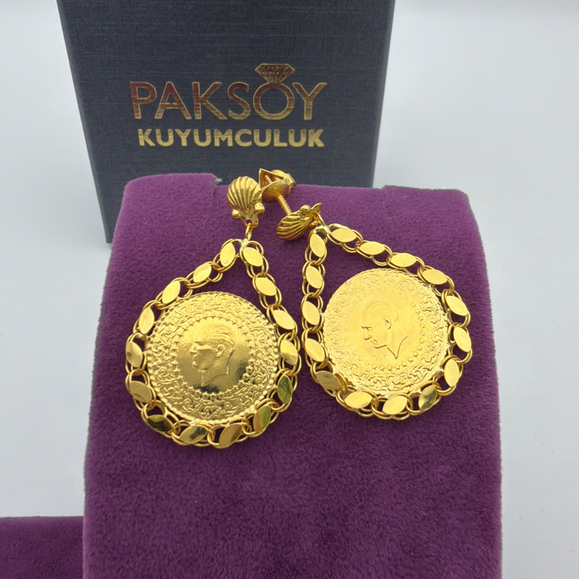 Çeyrekli Dolama Küpe (Sallantılı) 22 Ayar 7.64gr - K01181 - Fotoğraf 1