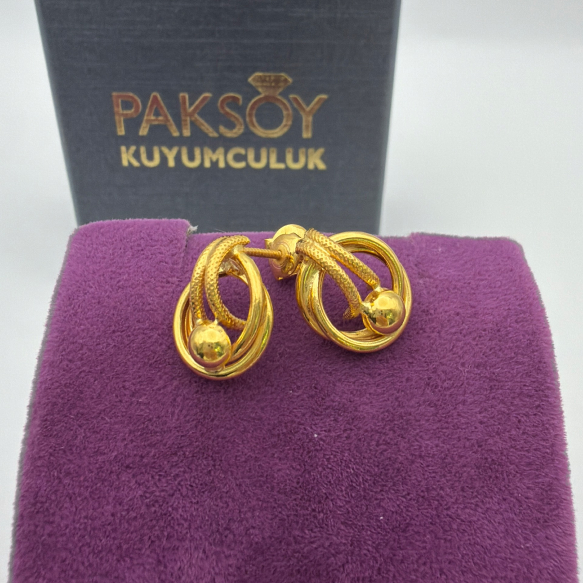 Parmak İzi Sallantılı Küpe 22 Ayar 2.66gr - K01184 - Fotoğraf 1