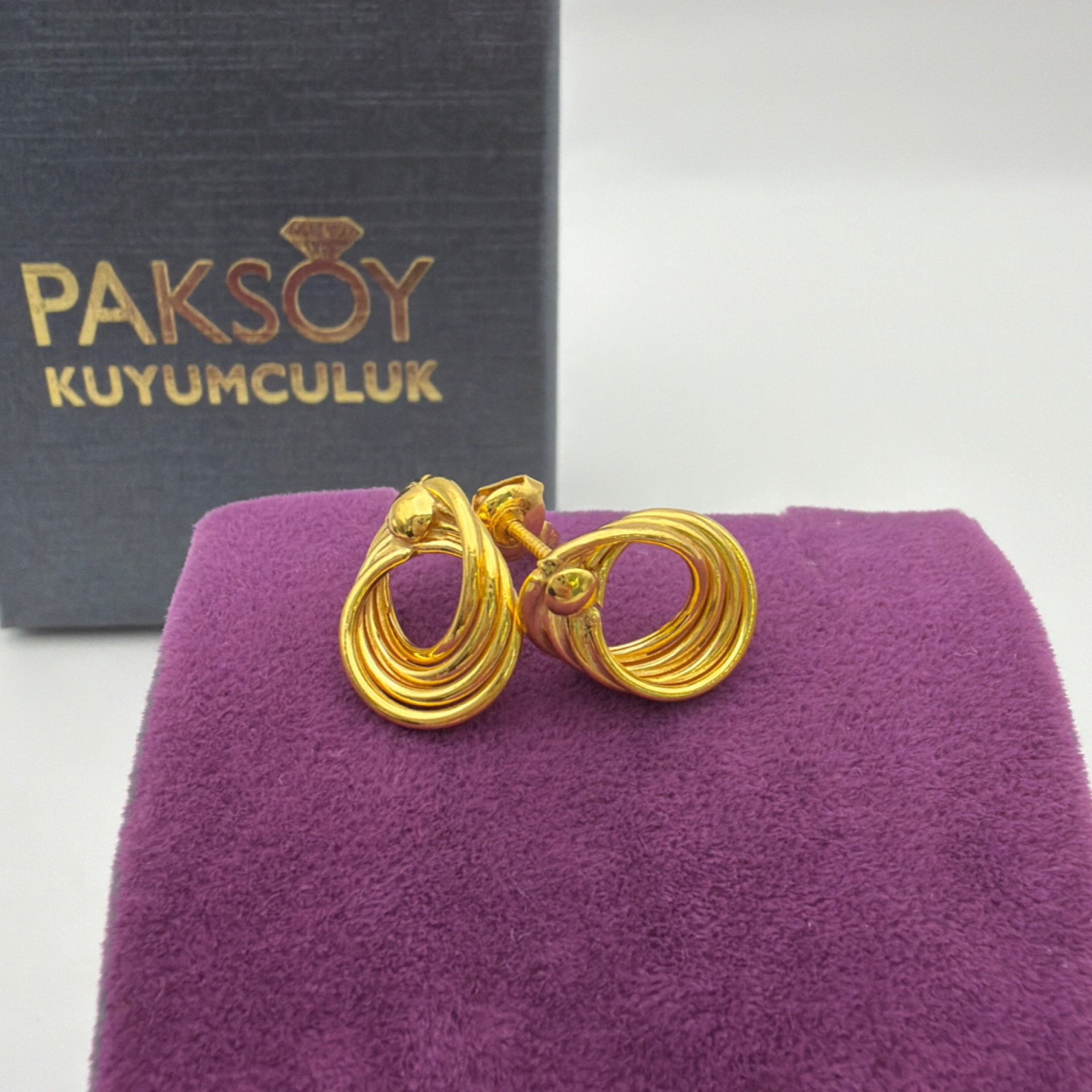 Parmak İzi Sallantılı Küpe 22 Ayar 2.42gr - K01185 - Fotoğraf 1