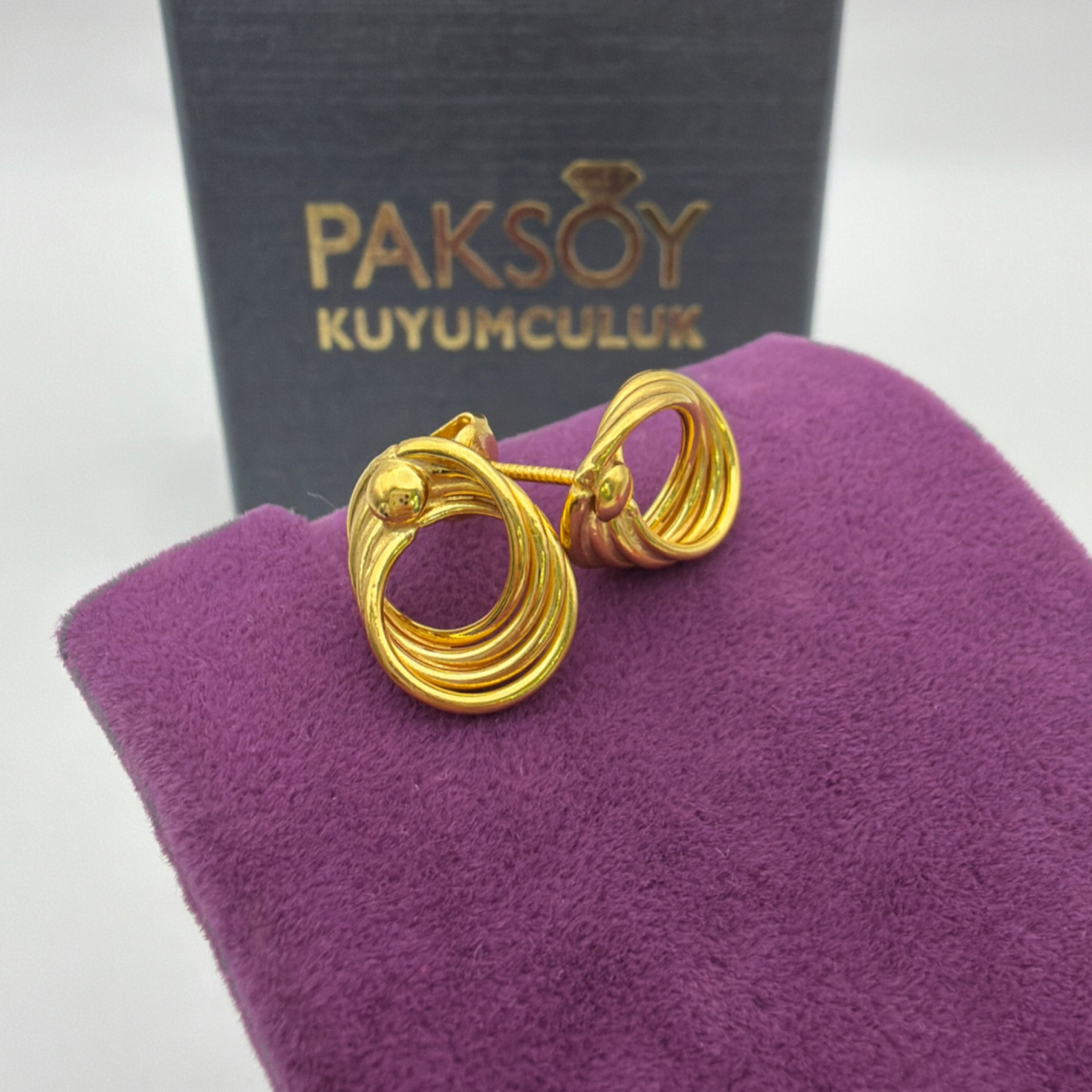 Parmak İzi Sallantılı Küpe 22 Ayar 2.42gr - K01185 - Fotoğraf 4