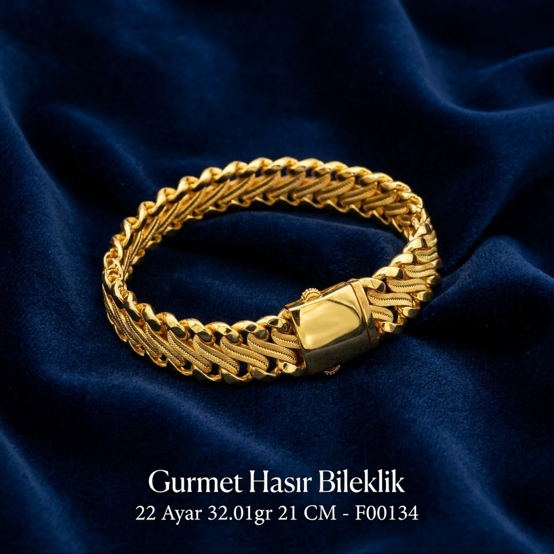 Gurmet Hasır Bileklik 22 Ayar 32.01gr 21 CM - F00134 - Fotoğraf 5
