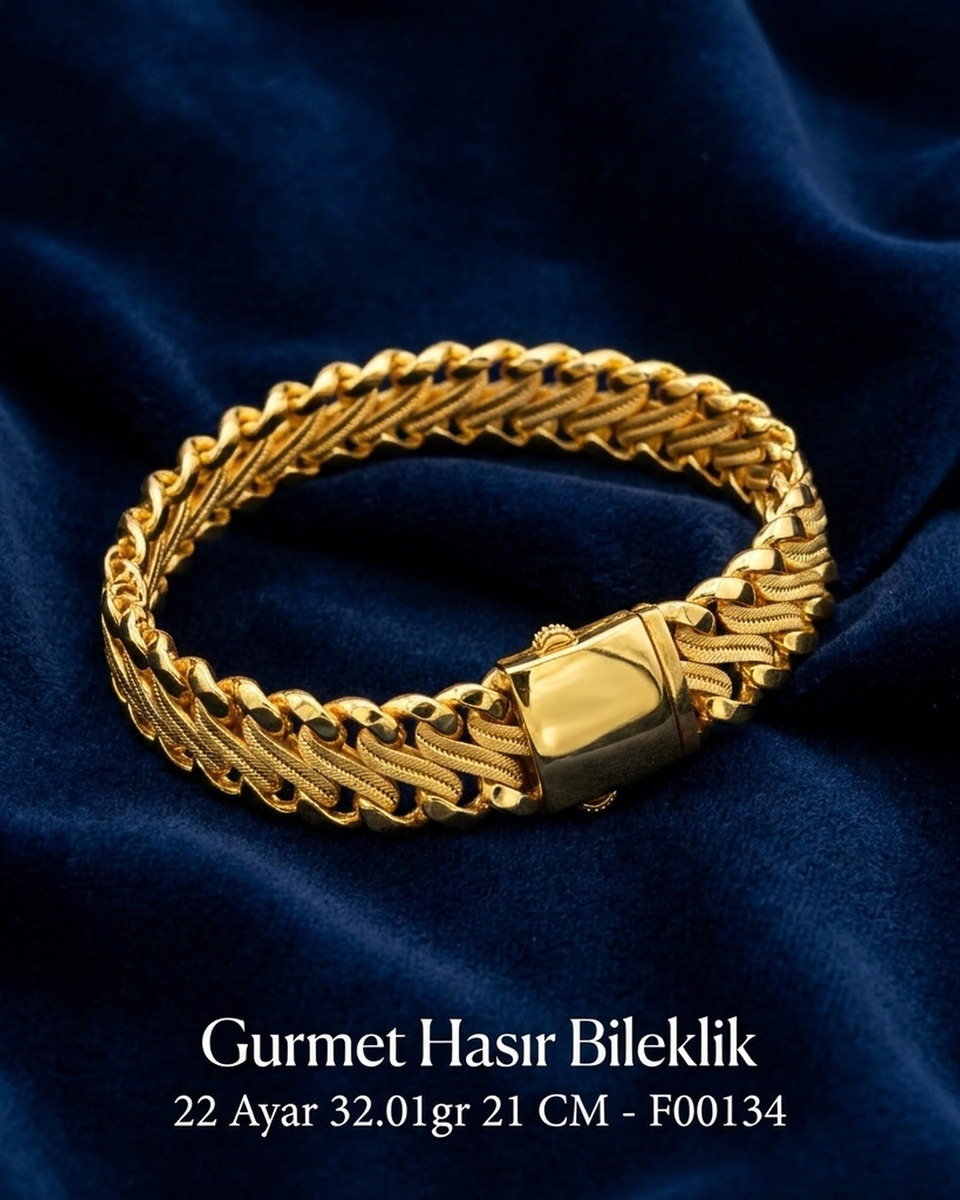 Gurmet Hasır Bileklik 22 Ayar 32.01gr 21 CM - F00134 - Fotoğraf 6