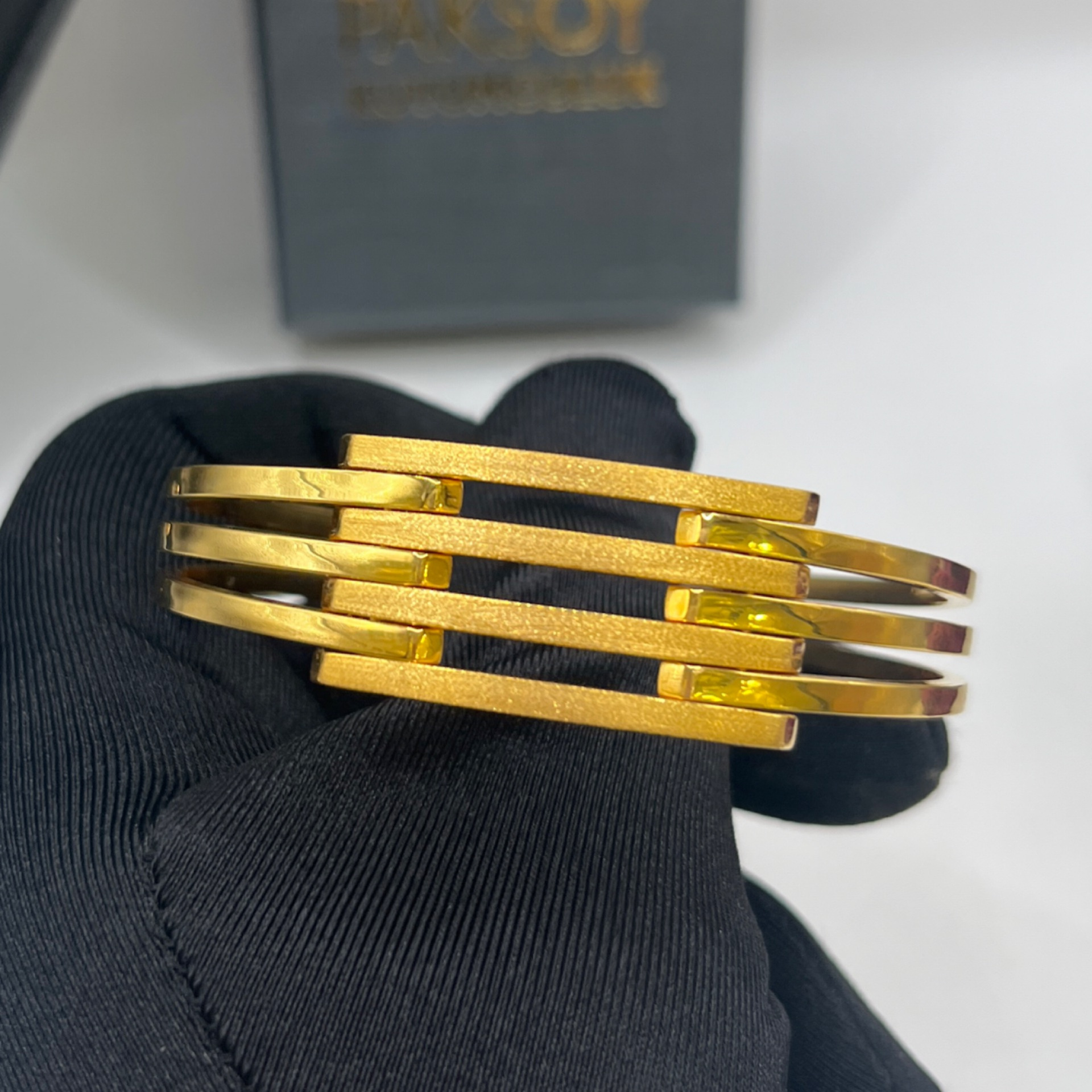 4 Sıralı Kalemli Yaldızlı Bilezik (Kelepçe) 22 Ayar 22.23gr - BZ01624 - Fotoğraf 1
