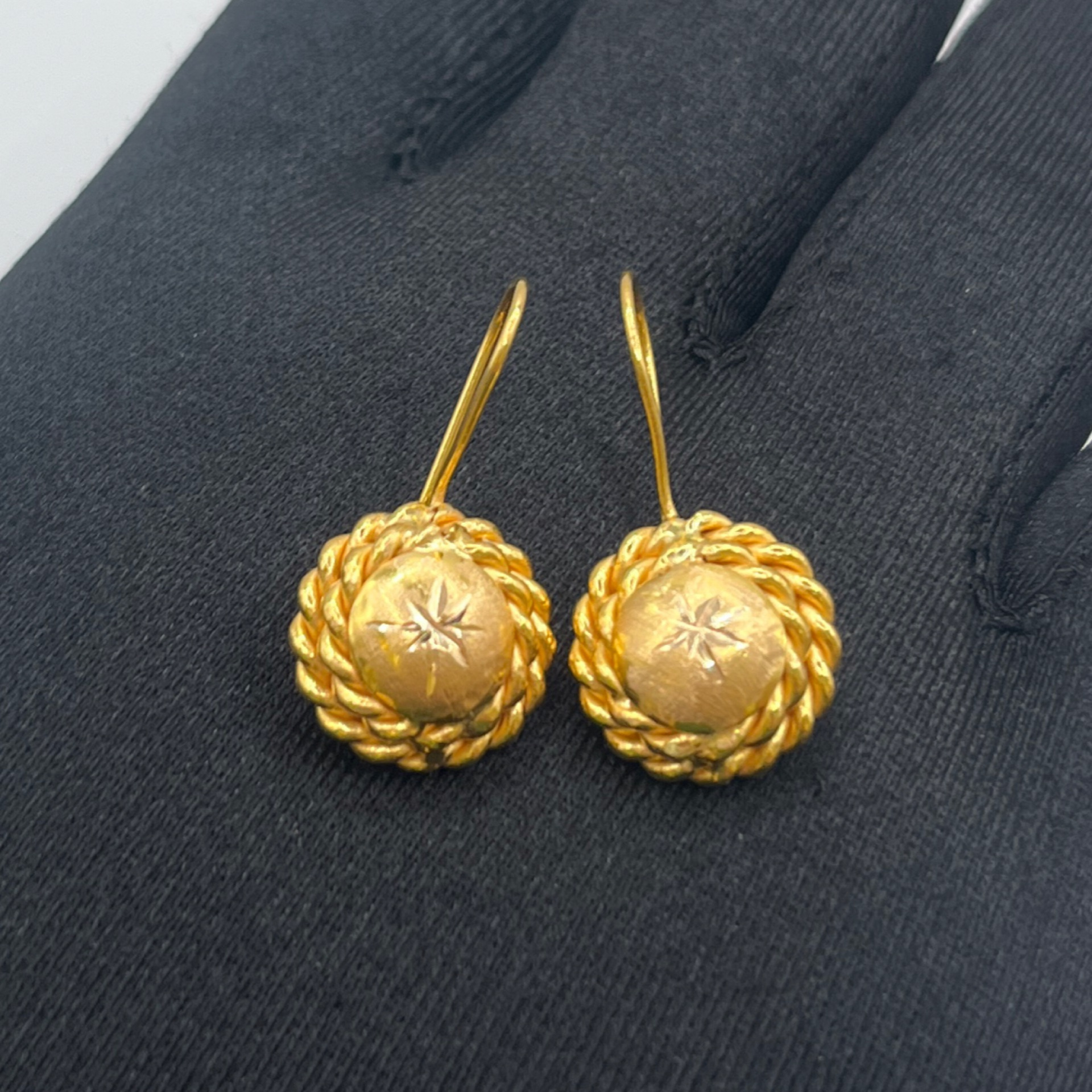 Yaldızlı Örgülü Küpe 22 Ayar 3.86gr - K01245 - Fotoğraf 1