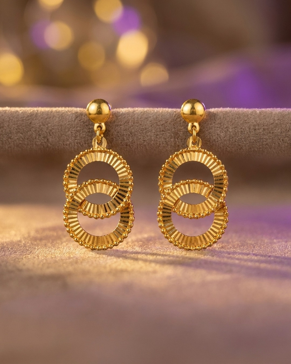 İç İçe Dorika Altın Küpe 22 Ayar 4.18gr - K01274