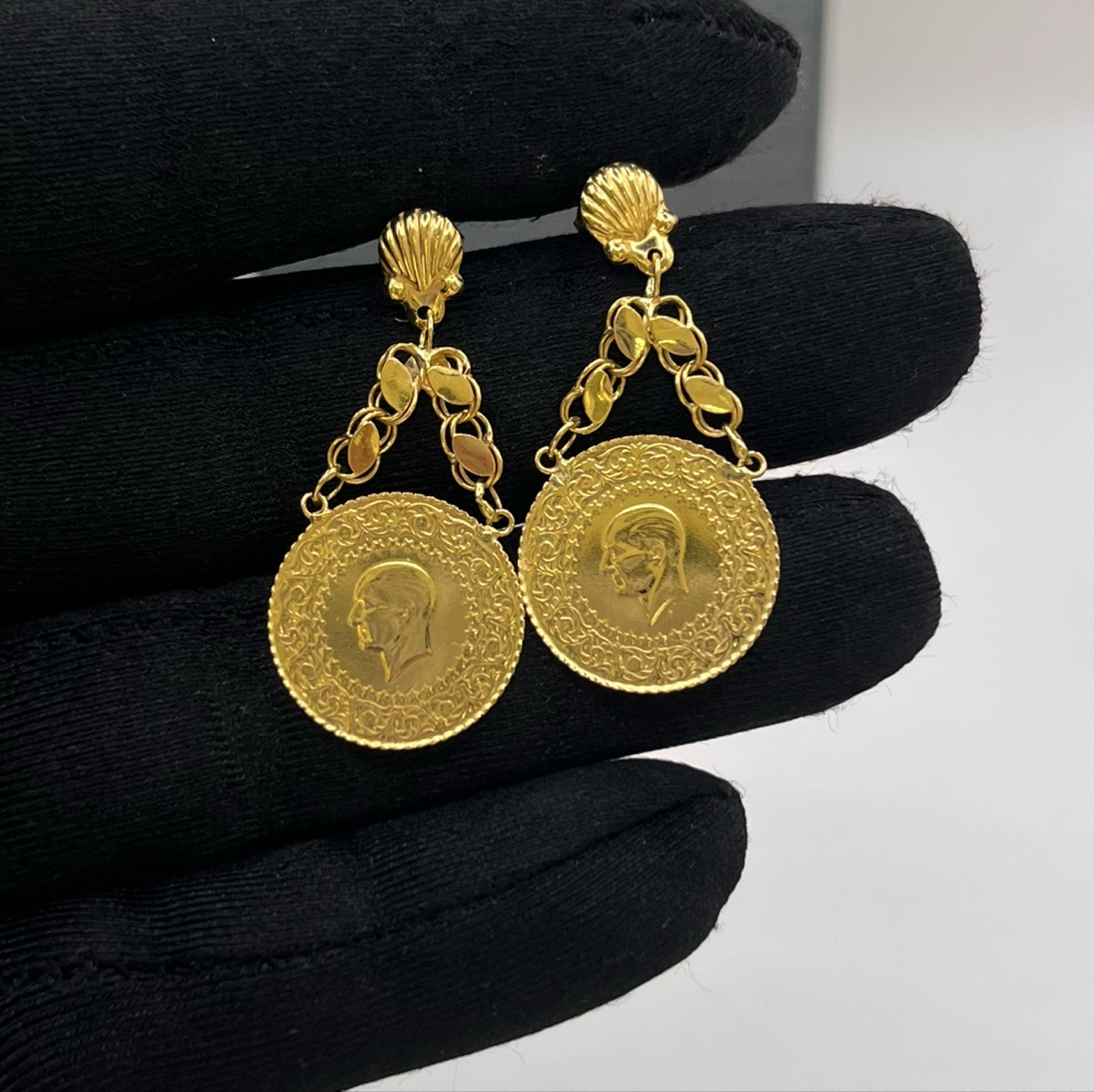 Çeyrekli Altın Küpe (Sallantılı) 22 Ayar 6.03gr - K01278 - Fotoğraf 1