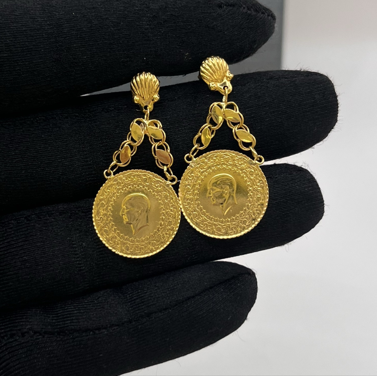 Çeyrekli Altın Küpe (Sallantılı) 22 Ayar 6.03gr - K01278 - Fotoğraf 1