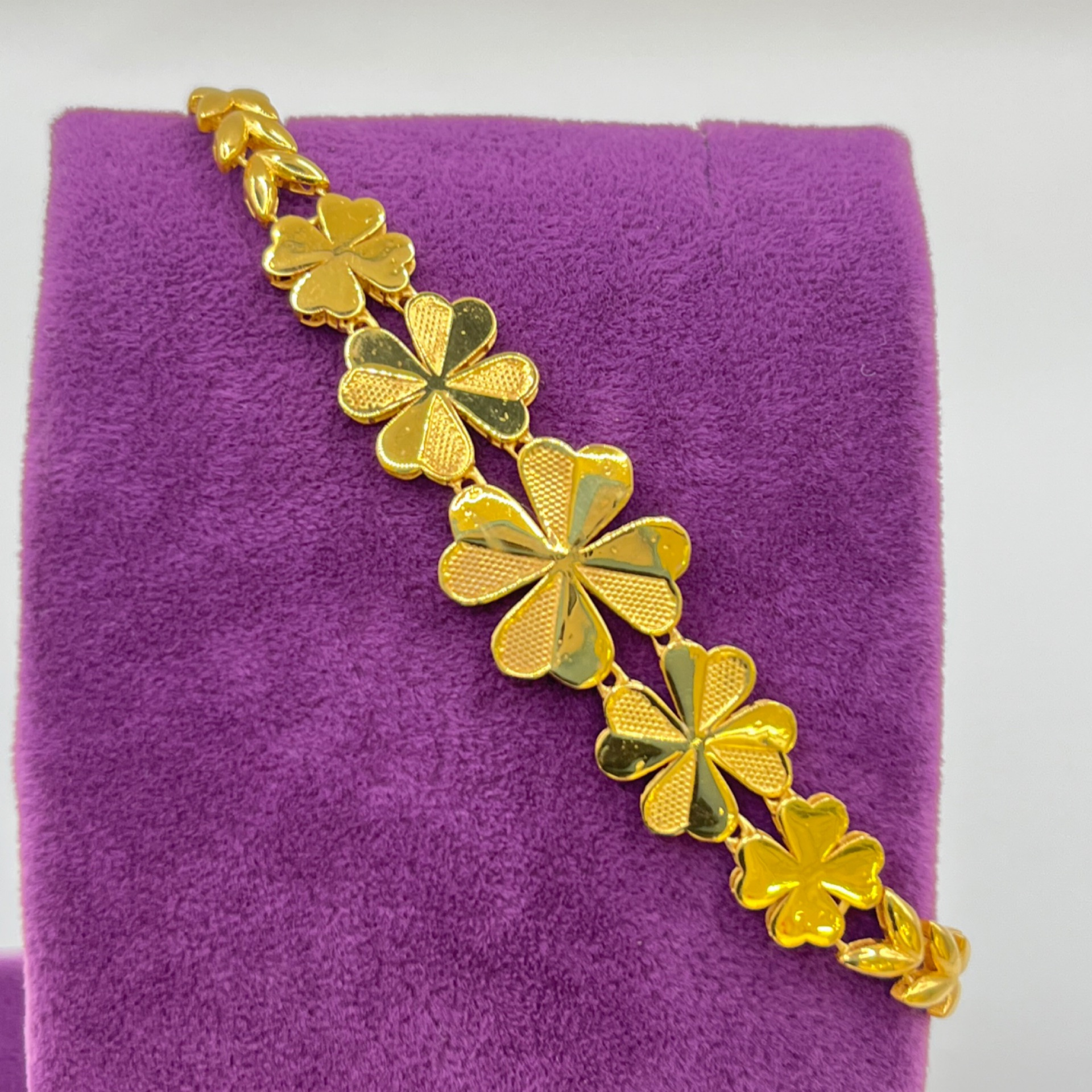 Yonca Yaprak Altın Bileklik 22 Ayar 11.09gr 17 CM - F00206 - Fotoğraf 5
