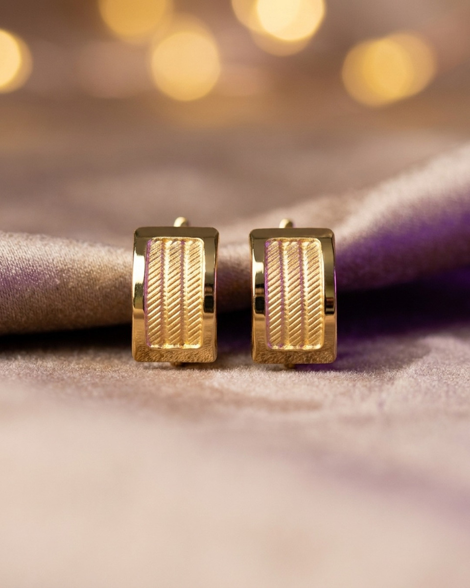 Hasır Dikdörtgen Altın J Küpe 22 Ayar 2.48gr - K01305