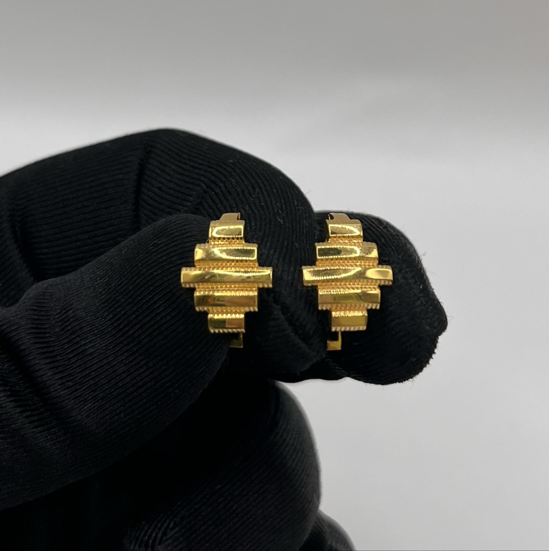 Kaburga Hatlı Altın Küpe 22 Ayar 3.53gr - K01311 - Fotoğraf 1