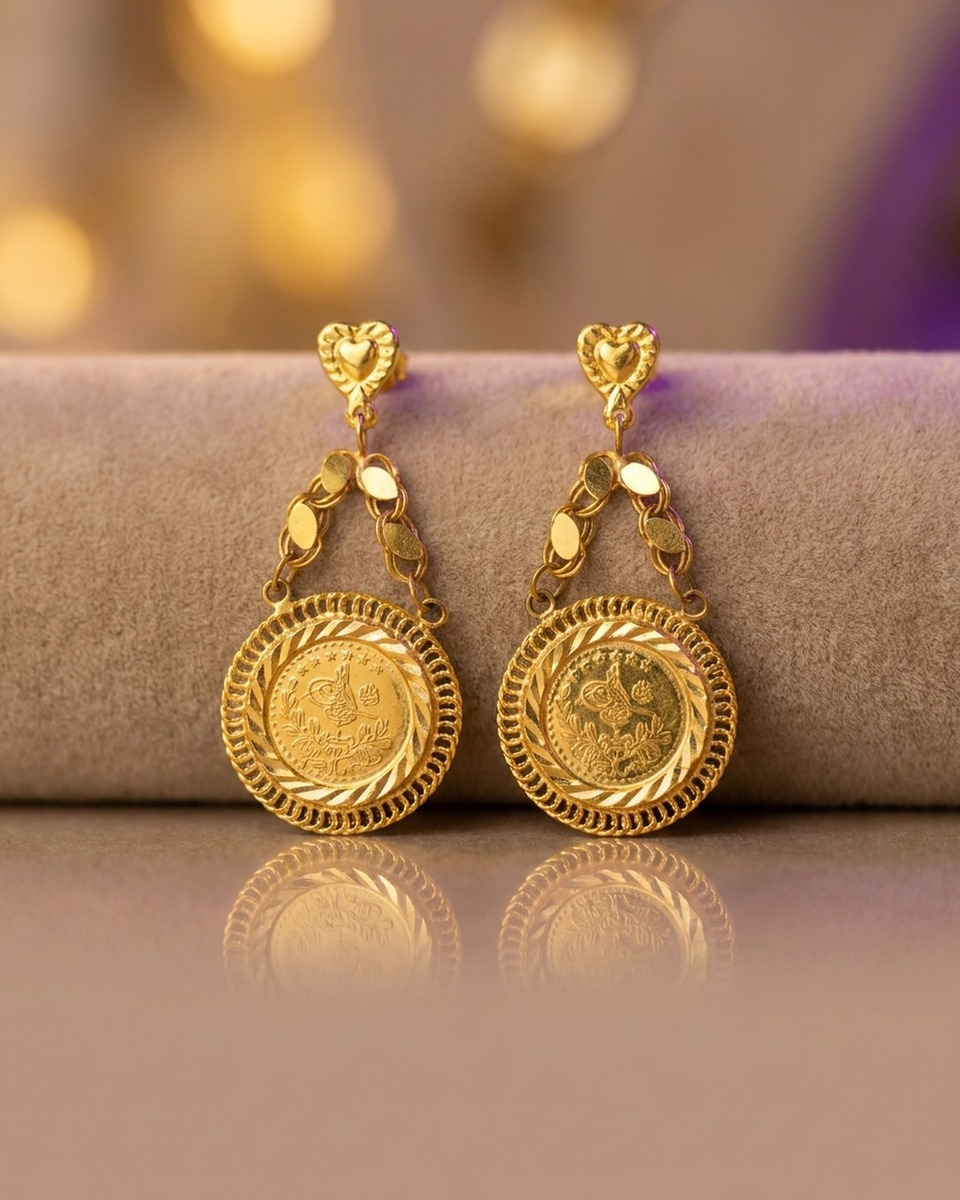 Osmanlı Halat Altın Sallantılı Küpe 22 Ayar 3.98gr - K01338