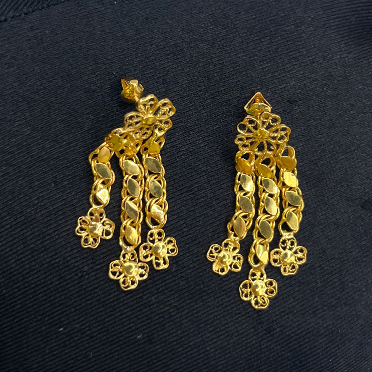 Üçlü Sallantılı Pullu Altın Küpe 22 Ayar 5.30gr - K01339 - Fotoğraf 4