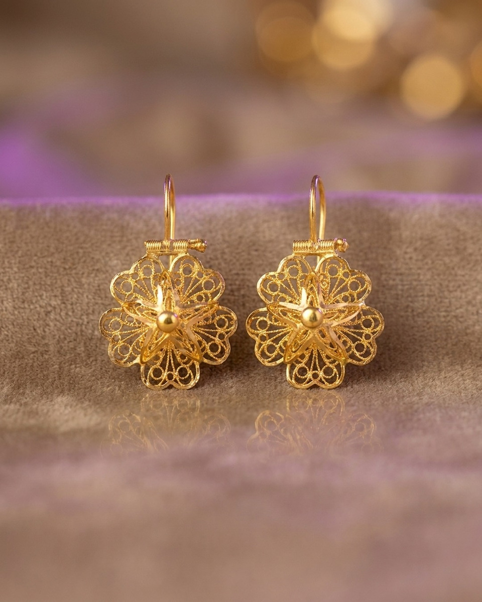 Gül Ajurlu Altın Küpe 22 Ayar 5.03gr - K01354