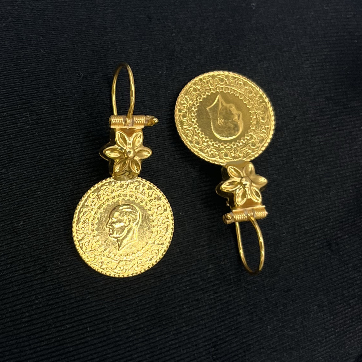 T Çeyrekli Altın Küpe 22 Ayar 6.00gr - K01357 - Fotoğraf 4