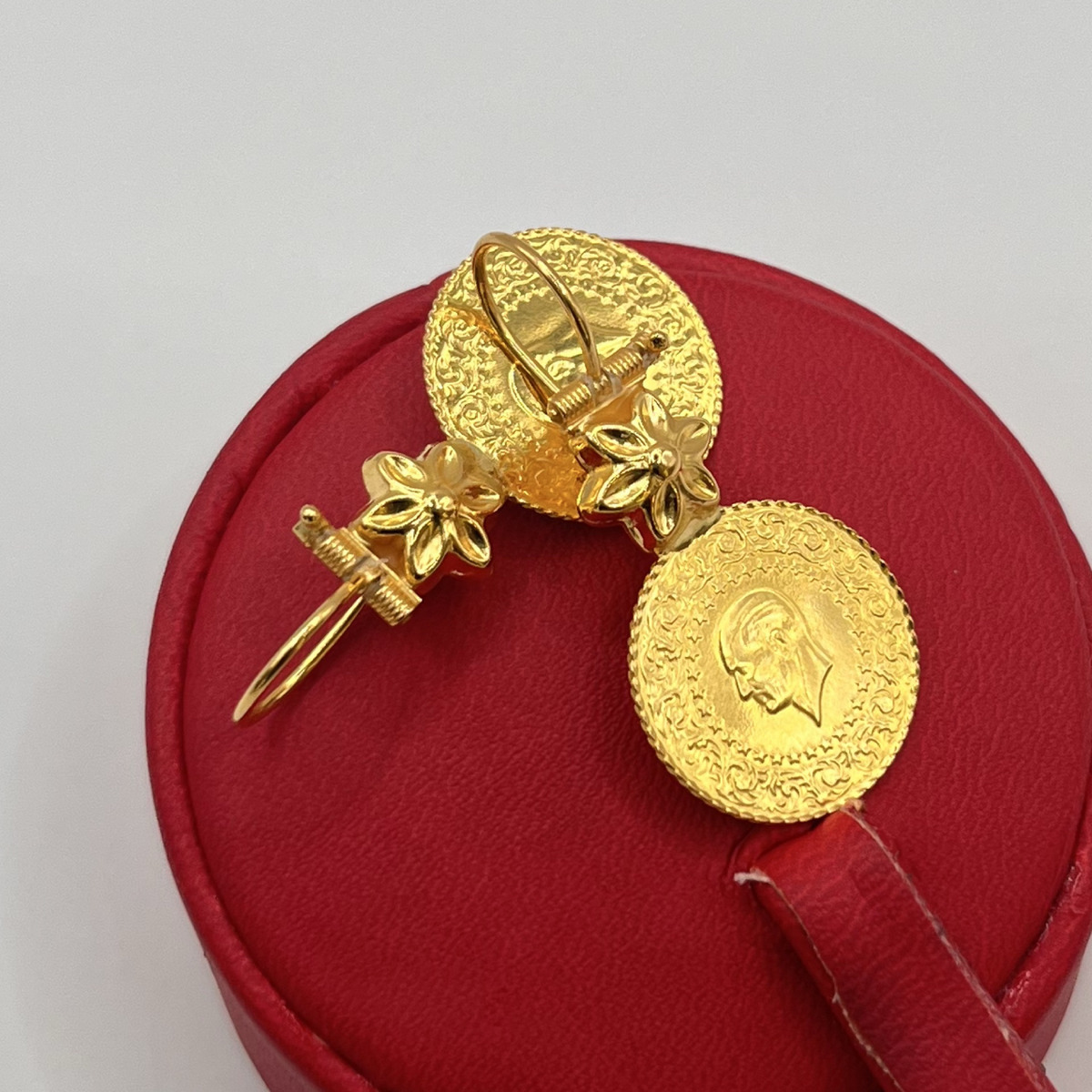 T Çeyrekli Altın Küpe 22 Ayar 6.00gr - K01357 - Fotoğraf 5