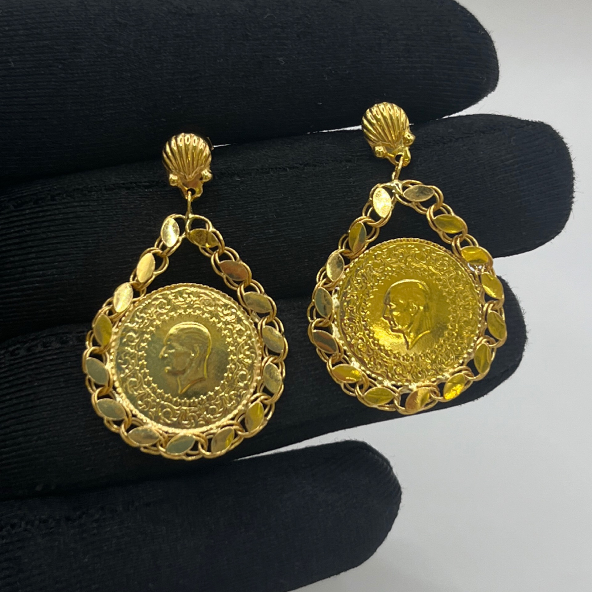 Dolamalı Altın Küpe 22 Ayar 7.73gr - K01358 - Fotoğraf 1