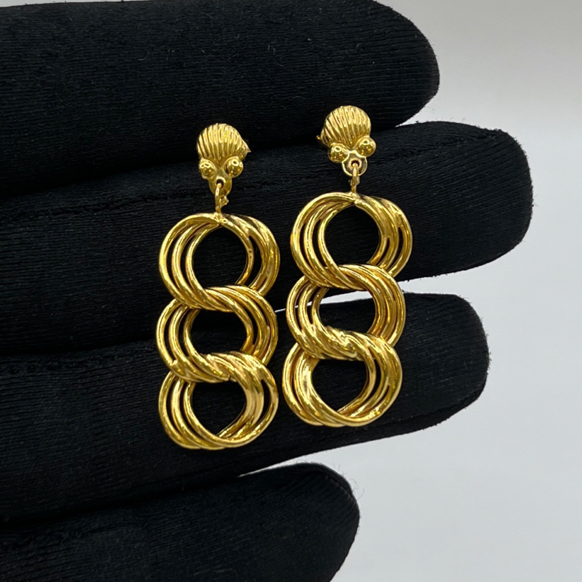 Üç Halkalı Altın Küpe 22 Ayar 4.23gr - K01361 - Fotoğraf 1