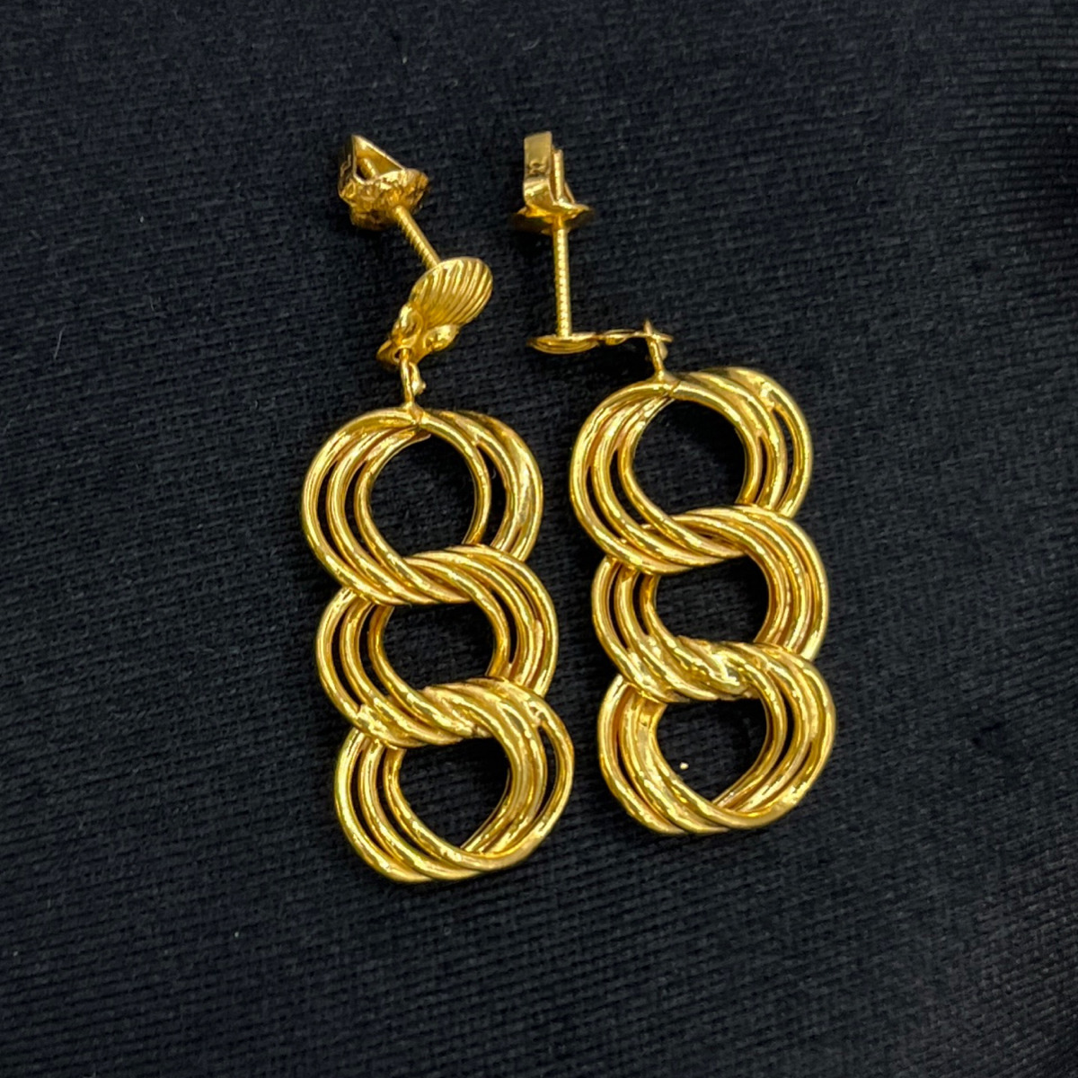 Üç Halkalı Altın Küpe 22 Ayar 4.23gr - K01361 - Fotoğraf 4