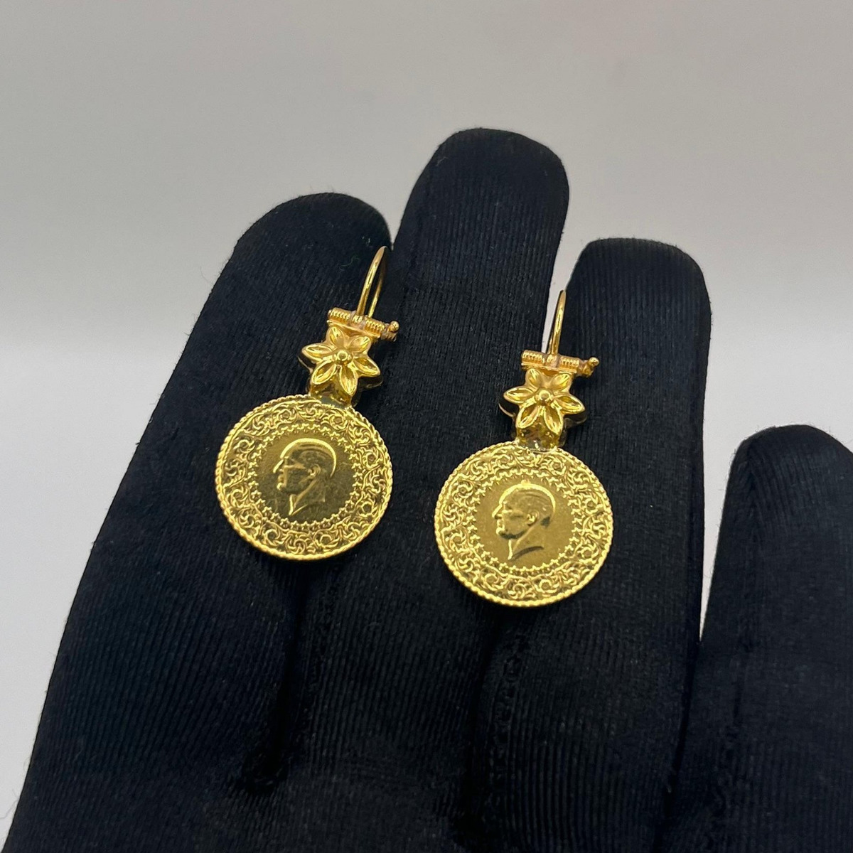 Çeyrekli Madalyon Altın Küpe 22 Ayar 6.00gr - K01365