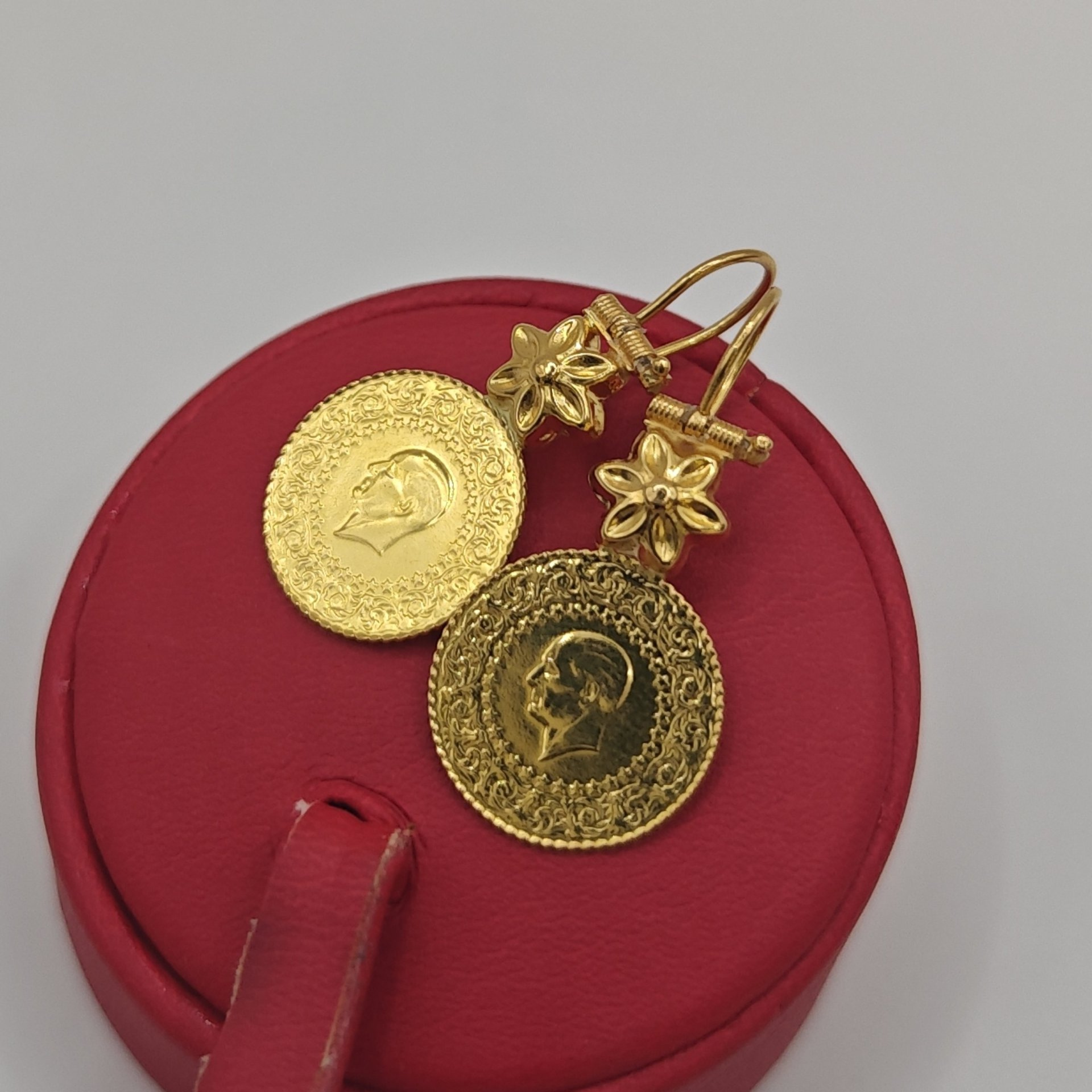 T Çeyrekli Altın Küpe 22 Ayar 6.03gr - K01366 - Fotoğraf 5