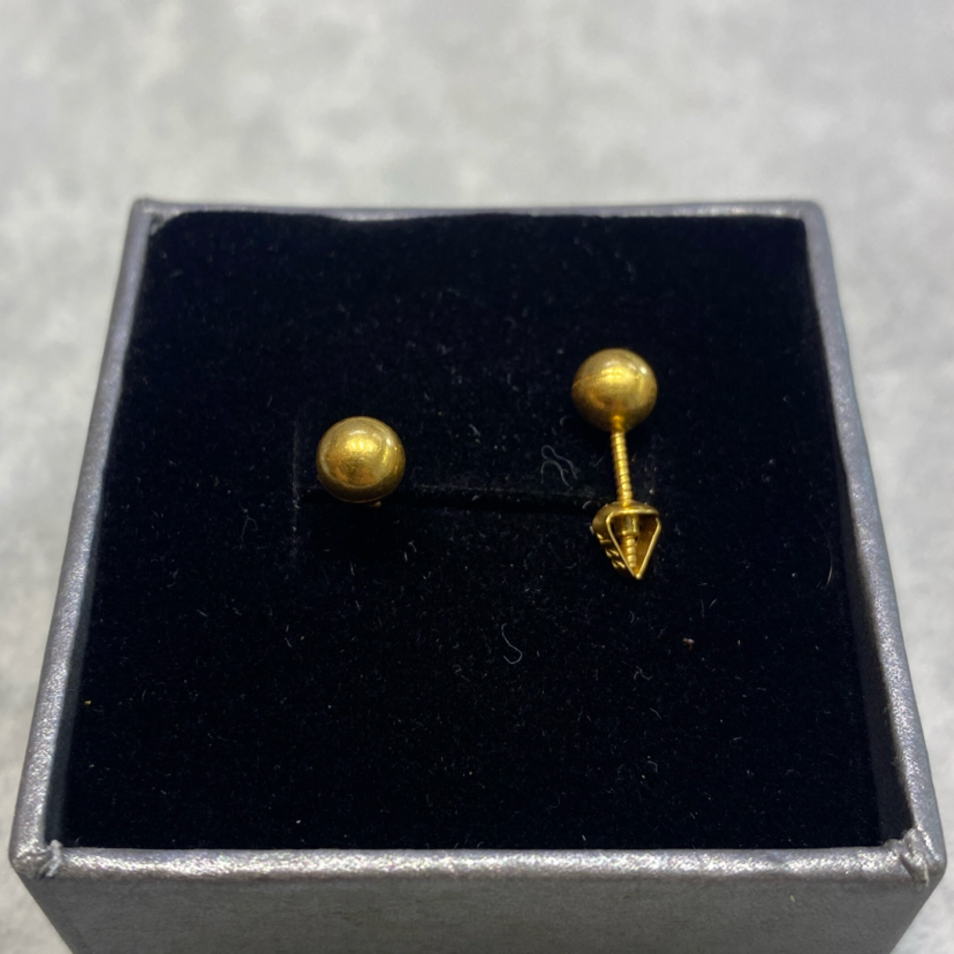 Top Top Vidalı Altın Çocuk Küpesi 22 Ayar 1.13gr - CK00063 - Fotoğraf 5
