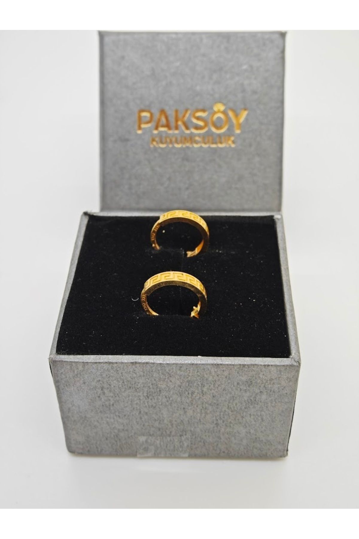 İşlemeli Halka Küpe 22 Ayar Altın Küpe K000522 - Görsel 3