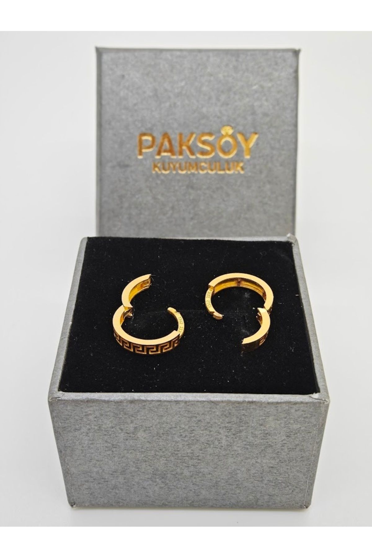 İşlemeli Halka Küpe 22 Ayar Altın Küpe K000522 - Görsel 4