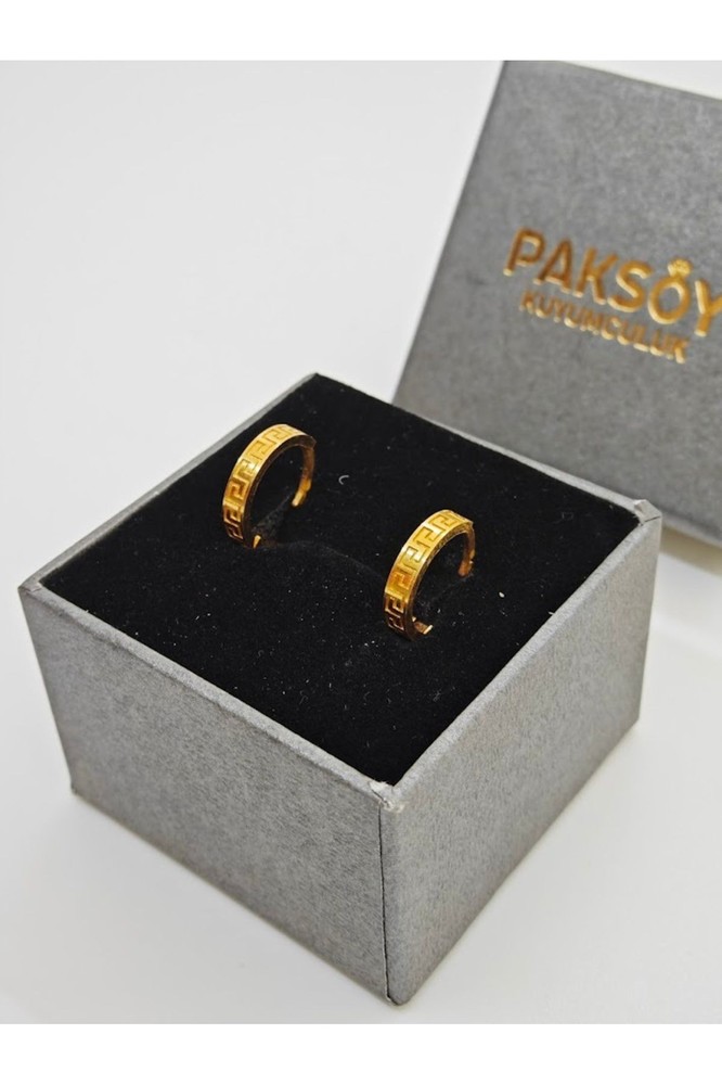 22 Ayar Altın Küpe Versace Model Halka 3.03gr Kadın Özel Tasarım Hediye - K000522