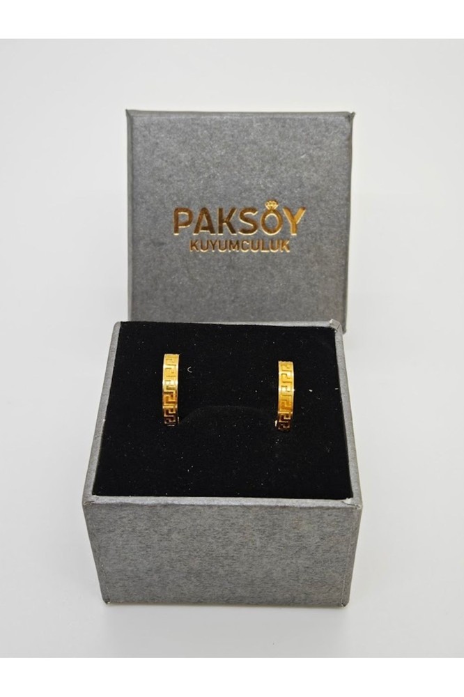 İşlemeli Halka Küpe 22 Ayar Altın Küpe K000522 - Görsel 2