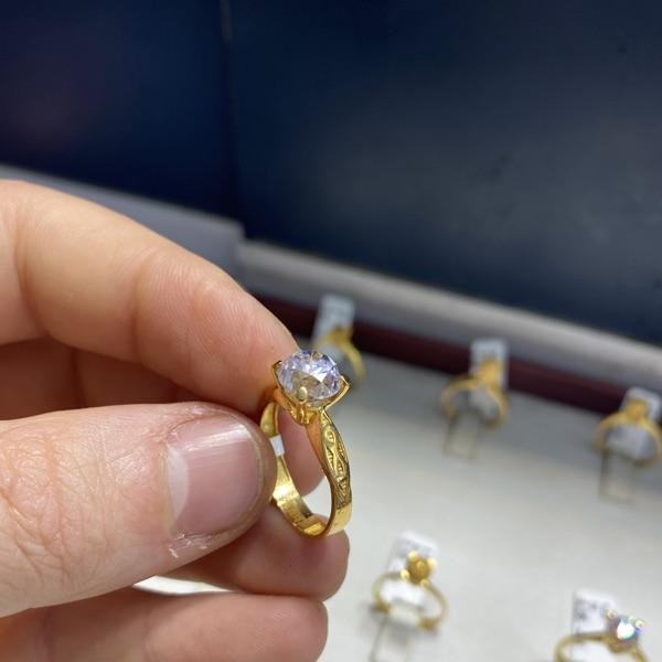 22 Ayar Altın Taşlı Yüzük Modern Tasarım 3.83gr 16 Numara Kadın - T000182_V1