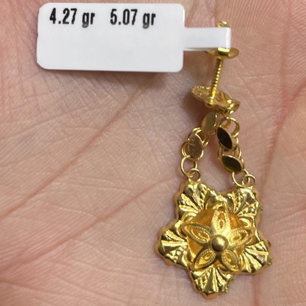 22 Ayar Altın Küpe Çiçek Tasarım 4.27gr Kadın Hediye - K000764_V1