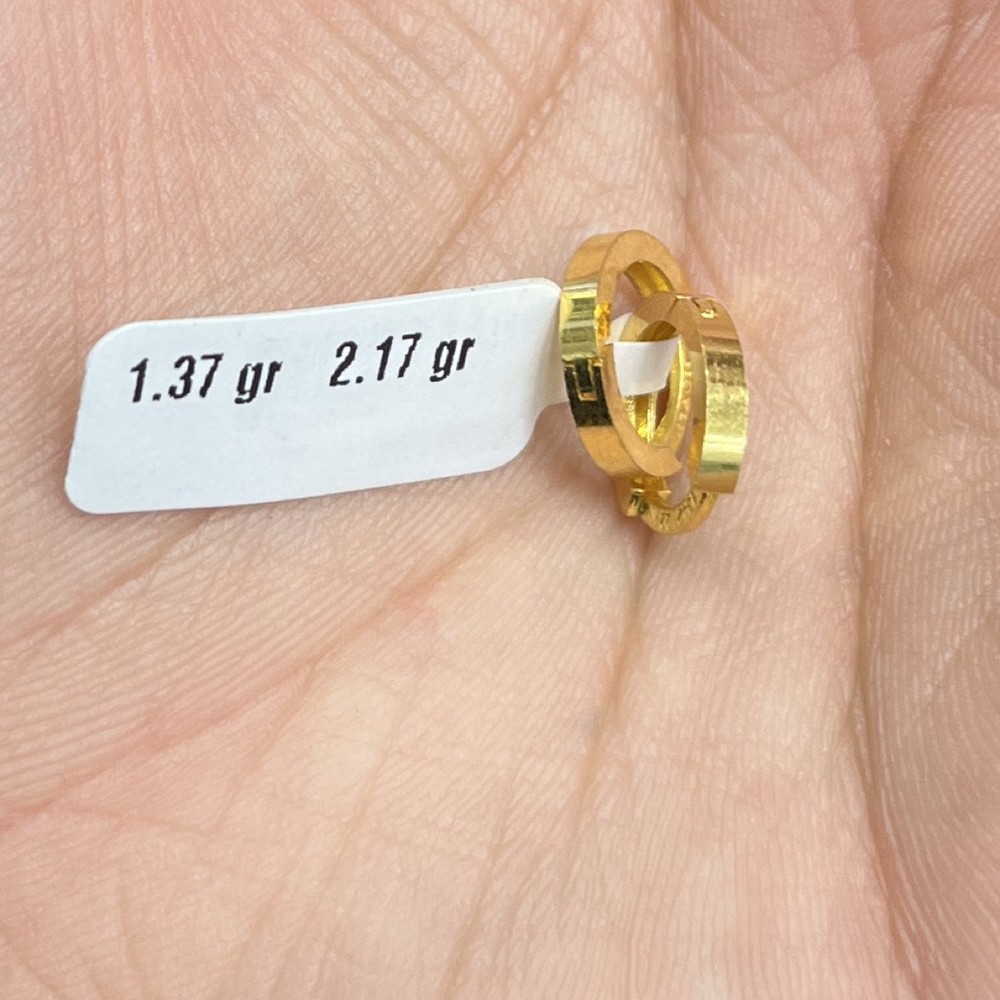 22 Ayar Altın Halka Küpe Modern Tasarım 1.37gr Kadın - K000793