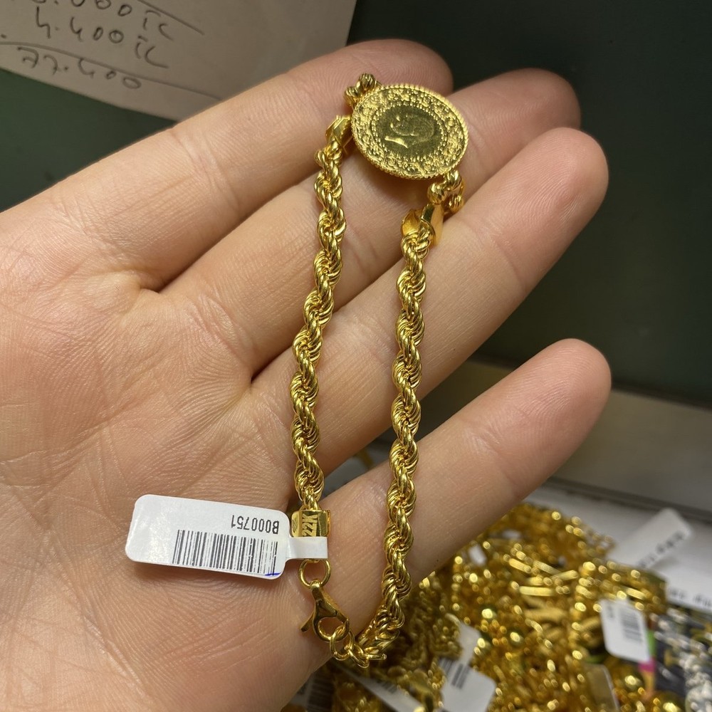 22 Ayar Altın Bileklik Çeyrekli Halat Modern 9.67gr Kadın - B000751