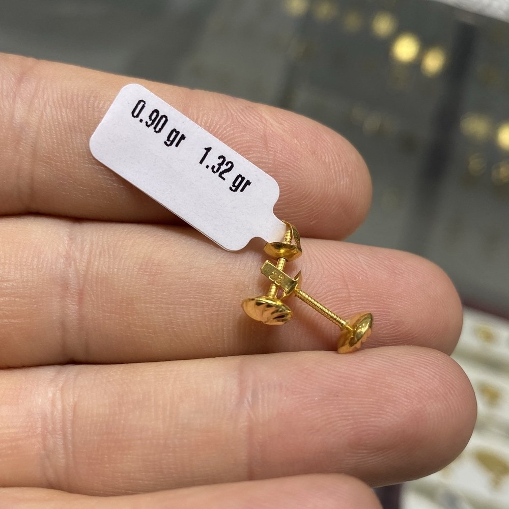 22 Ayar Altın Çocuk Küpesi Tohumlu El İşi 0.90gr Hediye - J000015