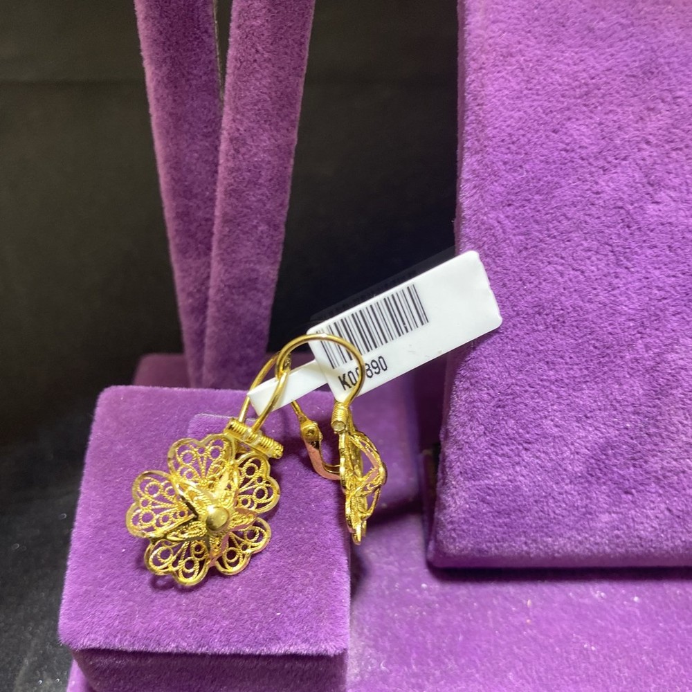 22 Ayar Altın Küpe Gül El İşi 4.07gr Hediye Kadın - K00890