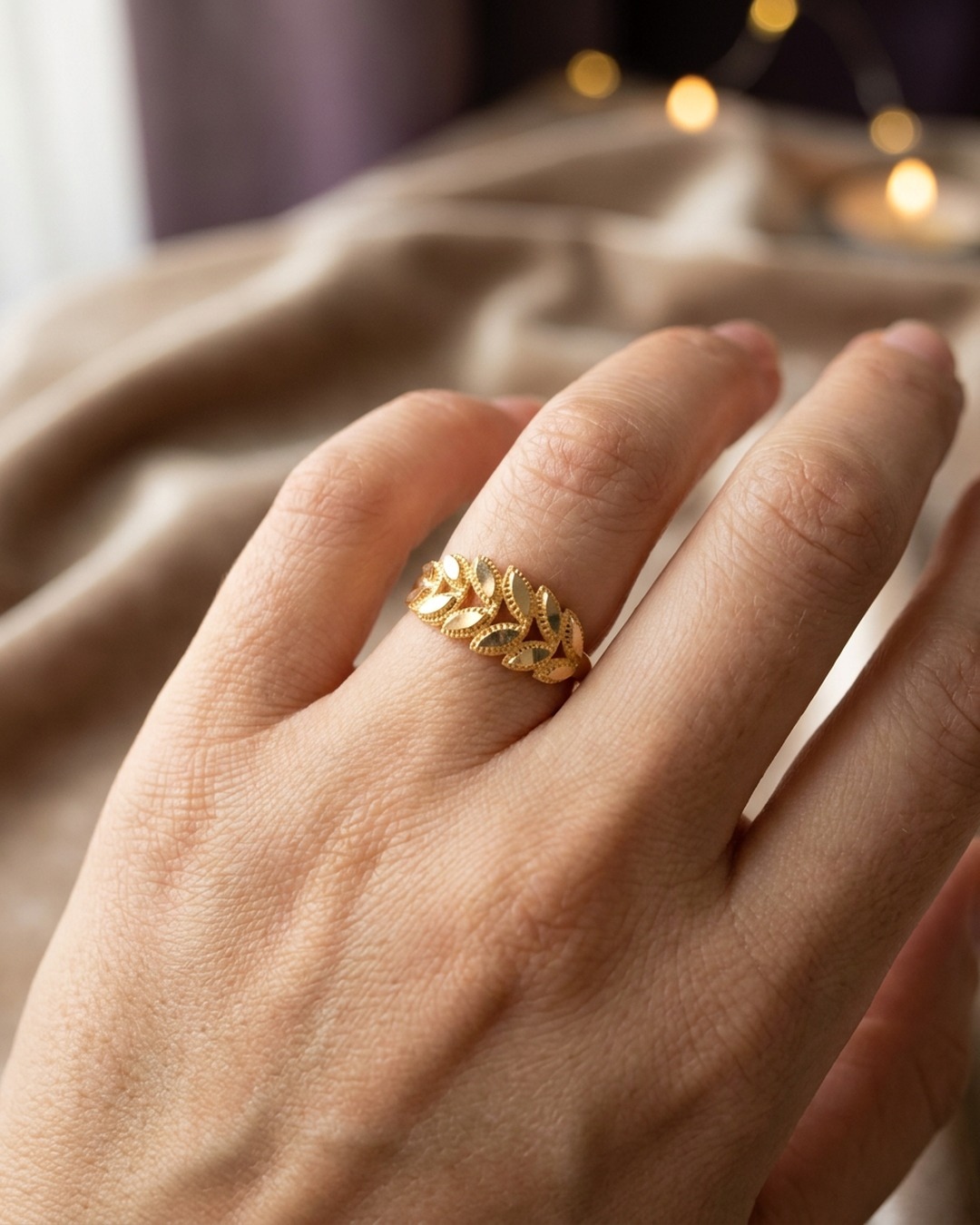 Başak Yaldızlı Kalemli Altın Yüzük 916 2,29 g YU00072