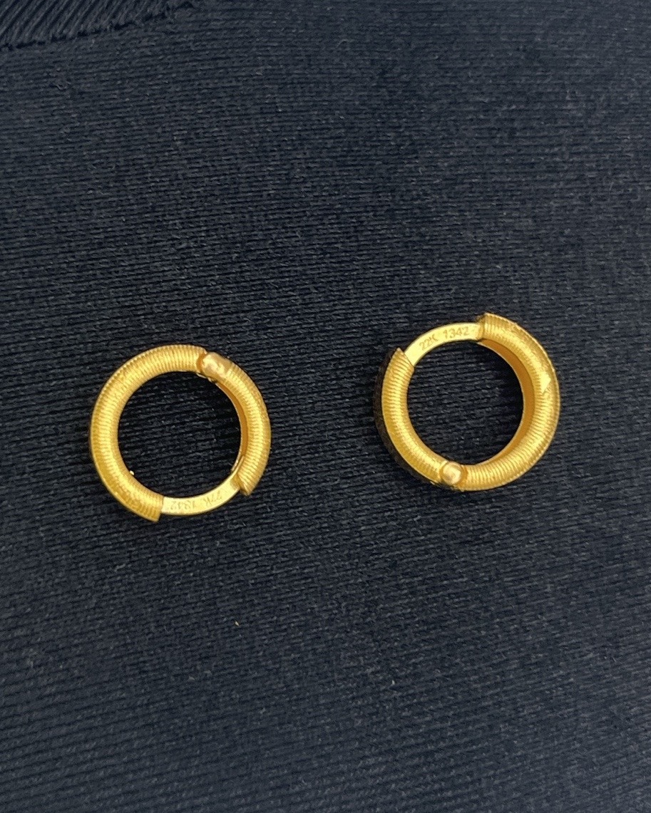 Yaldızlı Kalemli Altın Halka Küpe 916 3,63 g KU00035